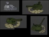 A lowpoly model of a tank turret, which was used in a small turnbased game.